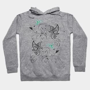 Tattoo - style butterfly and flowers Hoodie